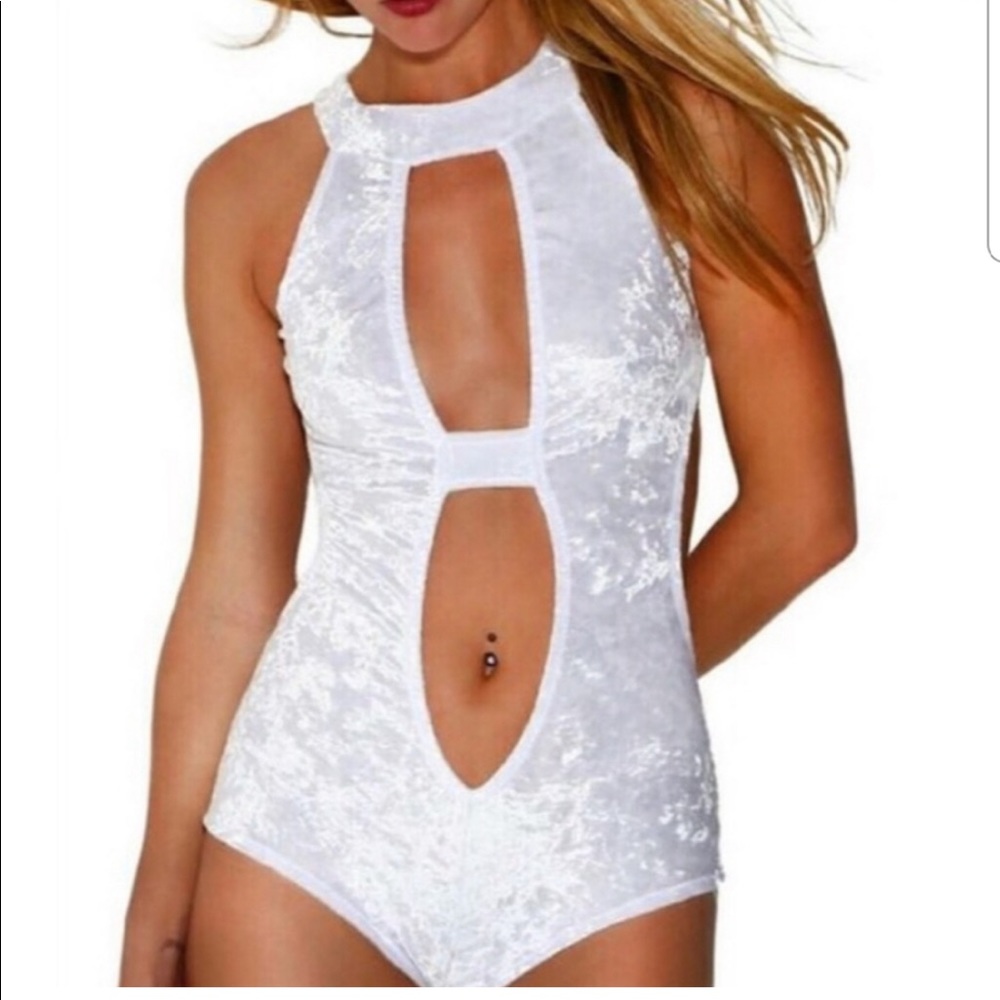 Rave white velvet one piece